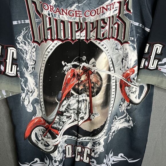 Orange County Choppers Motorcycle Shirt Mens Large Black All Over Print - Picture 2 of 8